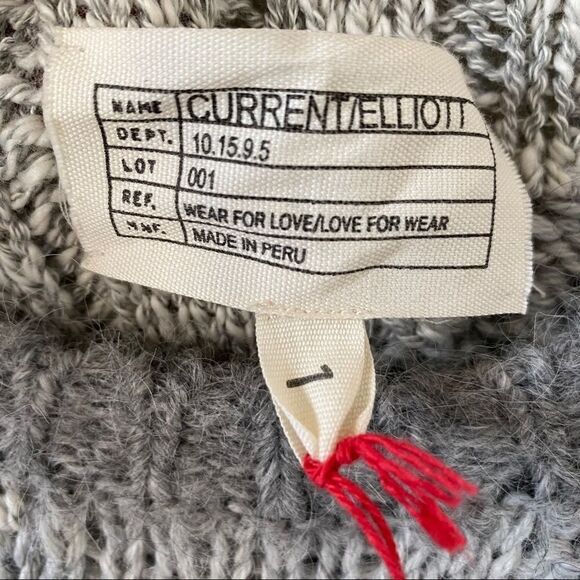 Nwot-Current Elliott Mixed Cable Knit Wool/Alpaca Blend Grey Metallic Sweater - Picture 3 of 9